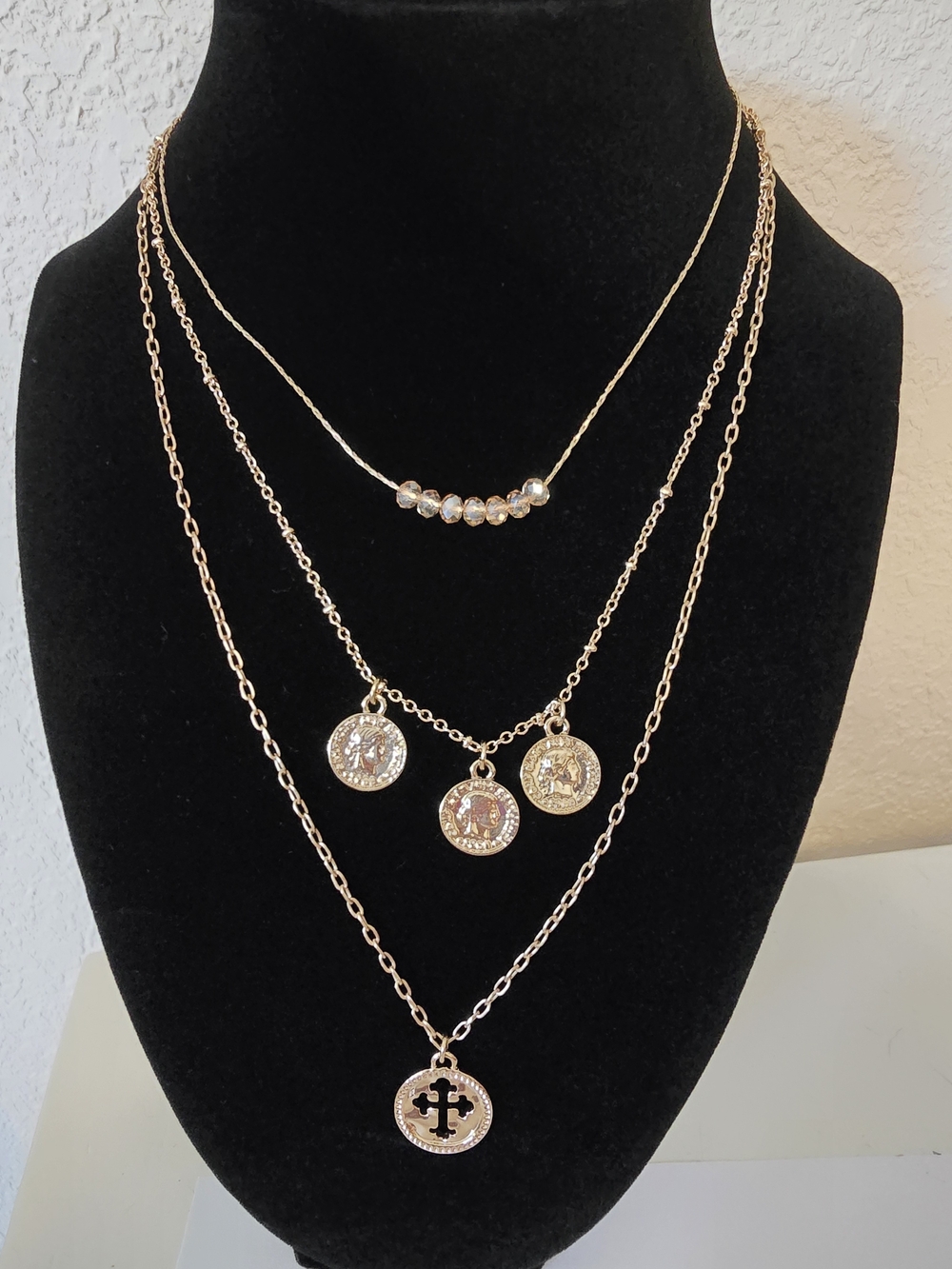 Gold-Tone Layered Coin Pendant Necklace - Women Jewelry